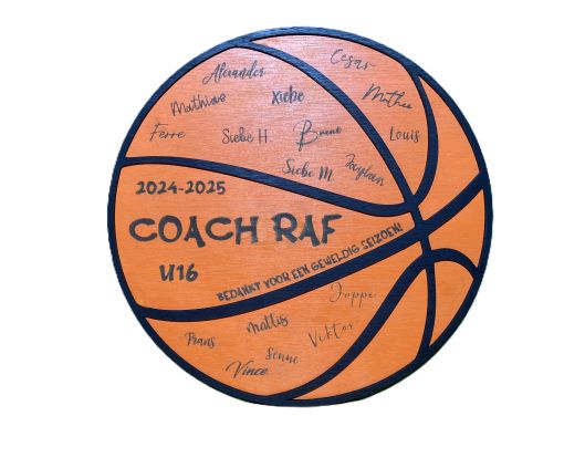 Houten gepersonaliseerd basketbalcoach geschenk
